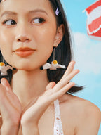 LB Hand Crochet "Seagull" Earrings Cute Pendant Ear Clip LOJL99