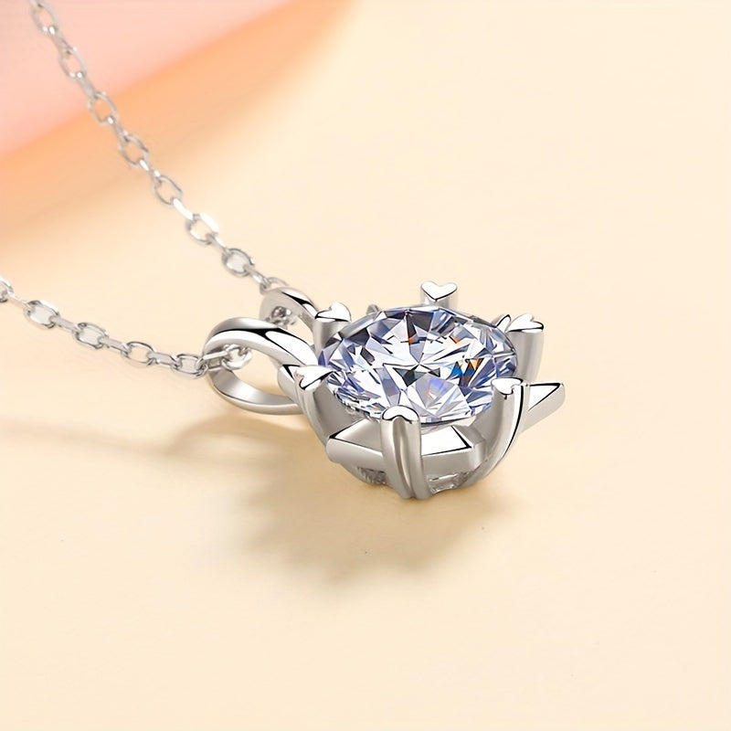 3 CARAT Round Moissanite Snowflakes Necklace Pendant Romantic Moissanite Neck Jewelry 18K Gold Plated 925 Silver Gift