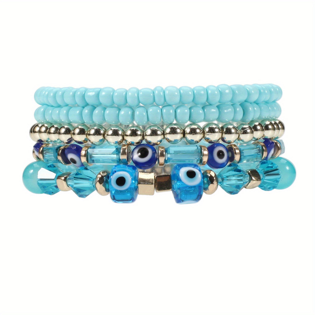 Boho Style Beaded Bracelet Set Stackable Hand Jewelry Accessories For Women
