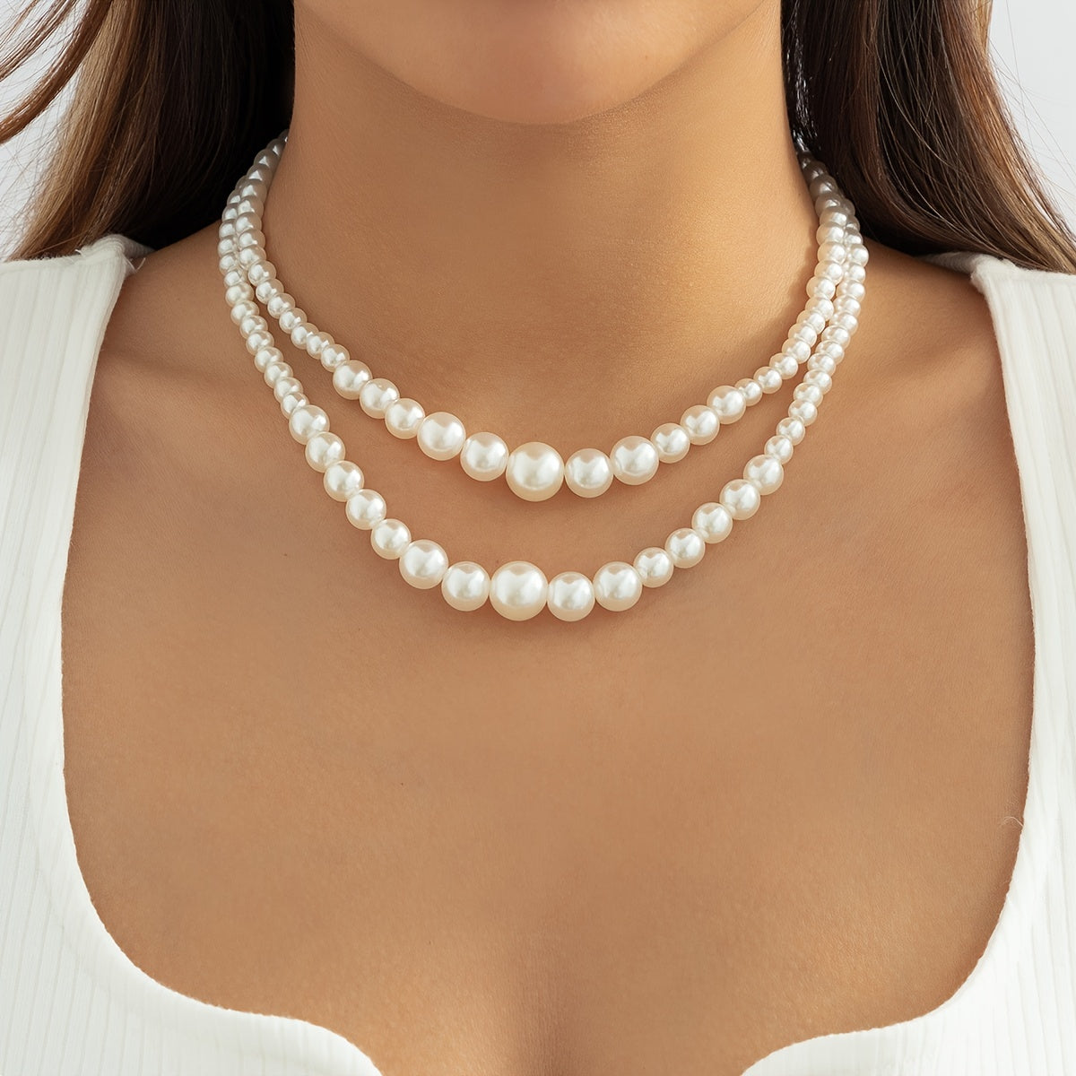 2-Piece Pearl Beading Set: Add a Touch of Elegance to Your Look with These Trendy Jewelry Accessories!