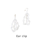 LB White Plush Ear Clip Earrings LOJL16