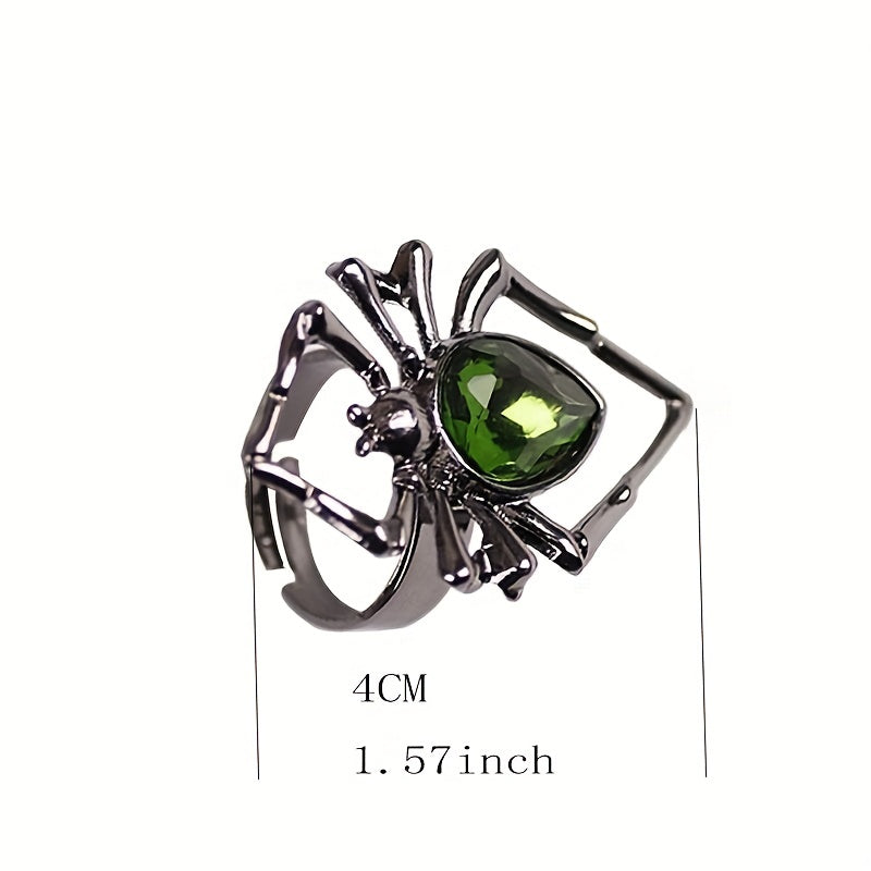 1pc Halloween Funny Ring Spider Design Set Crystal Ring For Men