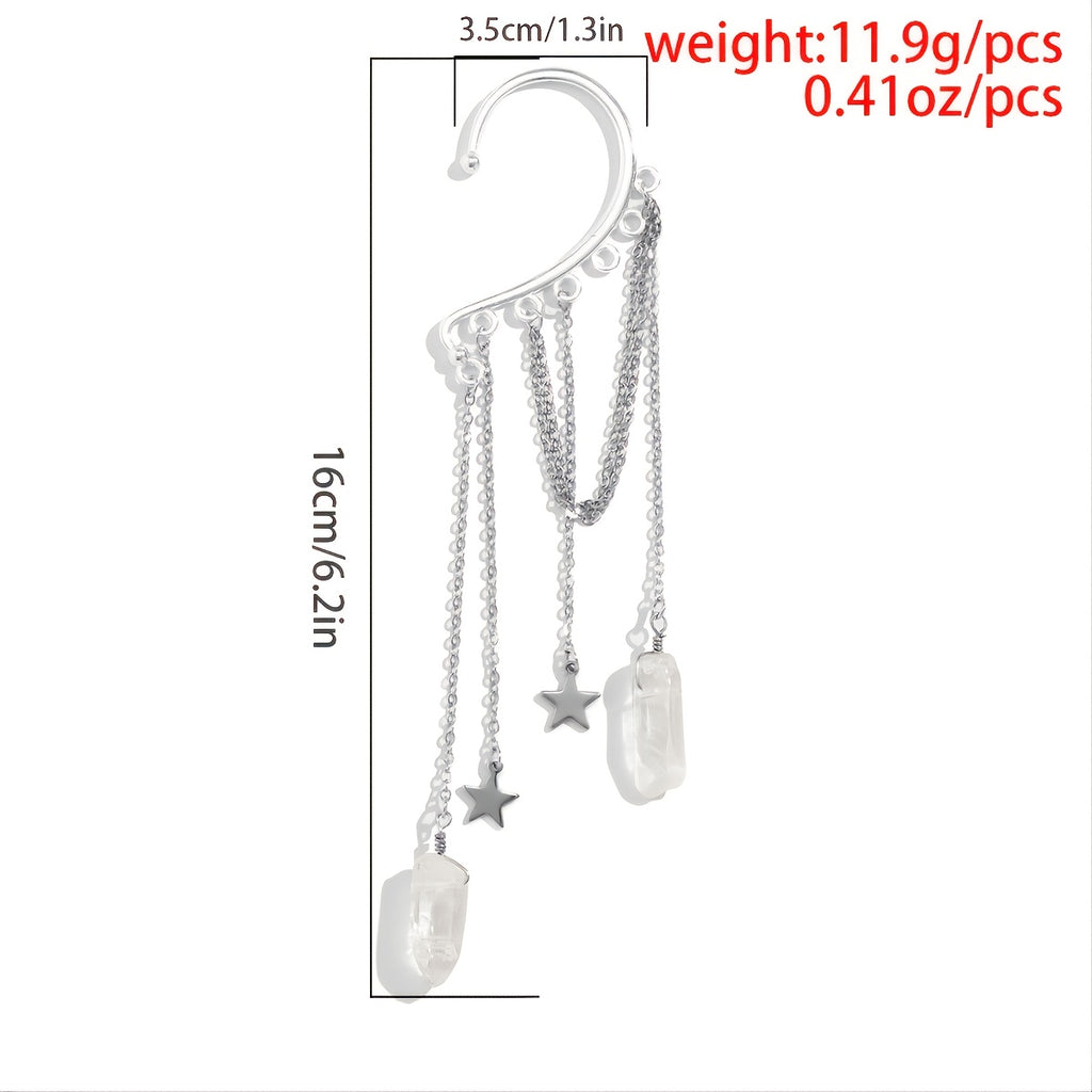 Glamorous Star-Shaped Crystal Tassel Earrings - Add Sparkle to Any Outfit!