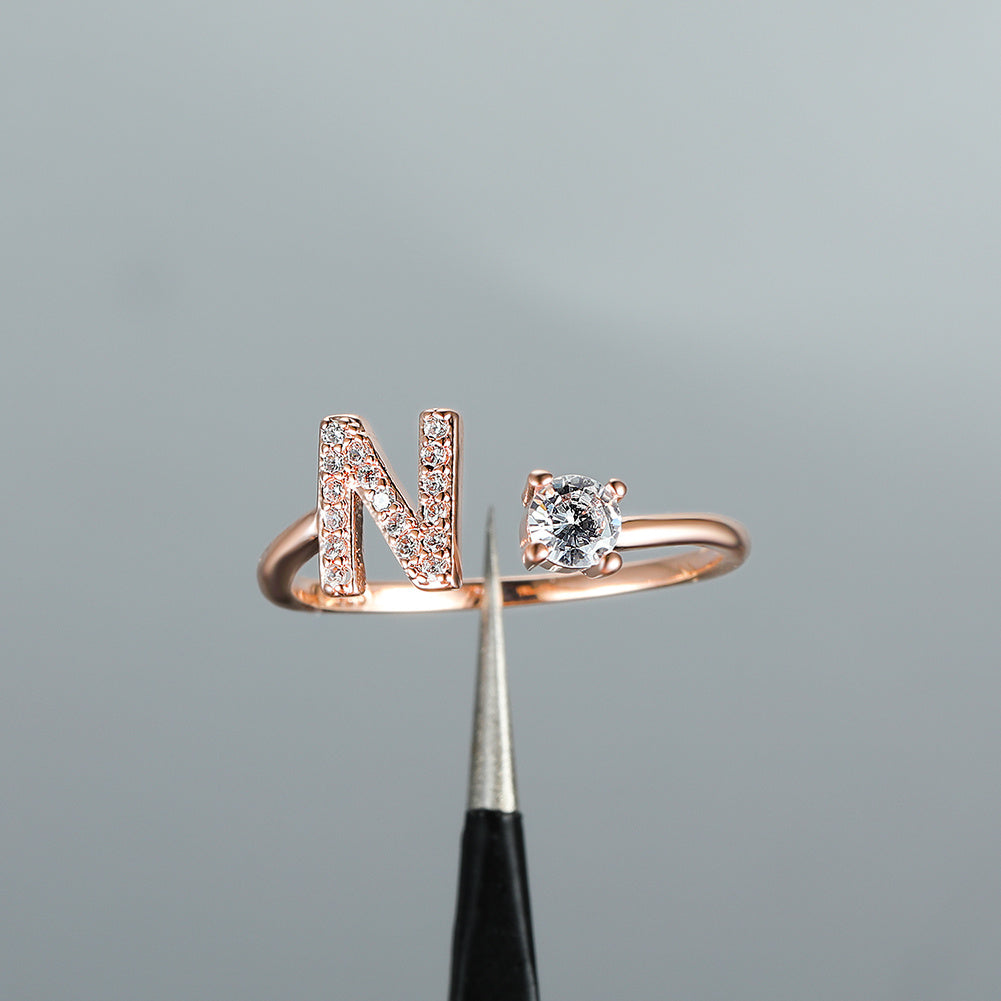 Rose Gold 26 Letter Initial Ring - Perfect for Weddings, Love, and Bridesmaid Gifts!