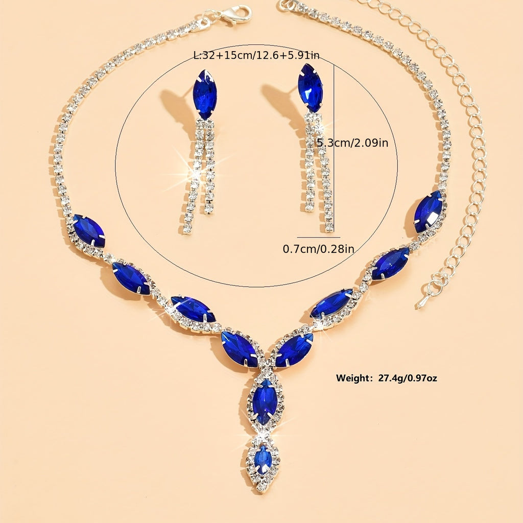3pcs Earrings Plus Necklace Silver Plated Inlaid Horse Shape Rhinestone Dainty Jewelry Set For Evening Party Cocktail Party Elegant Birthday Gift For Your Girl