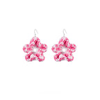 LB Hand Crochet Sweet "Bubble Flower" Earrings Beach Ear Clip LOJL96