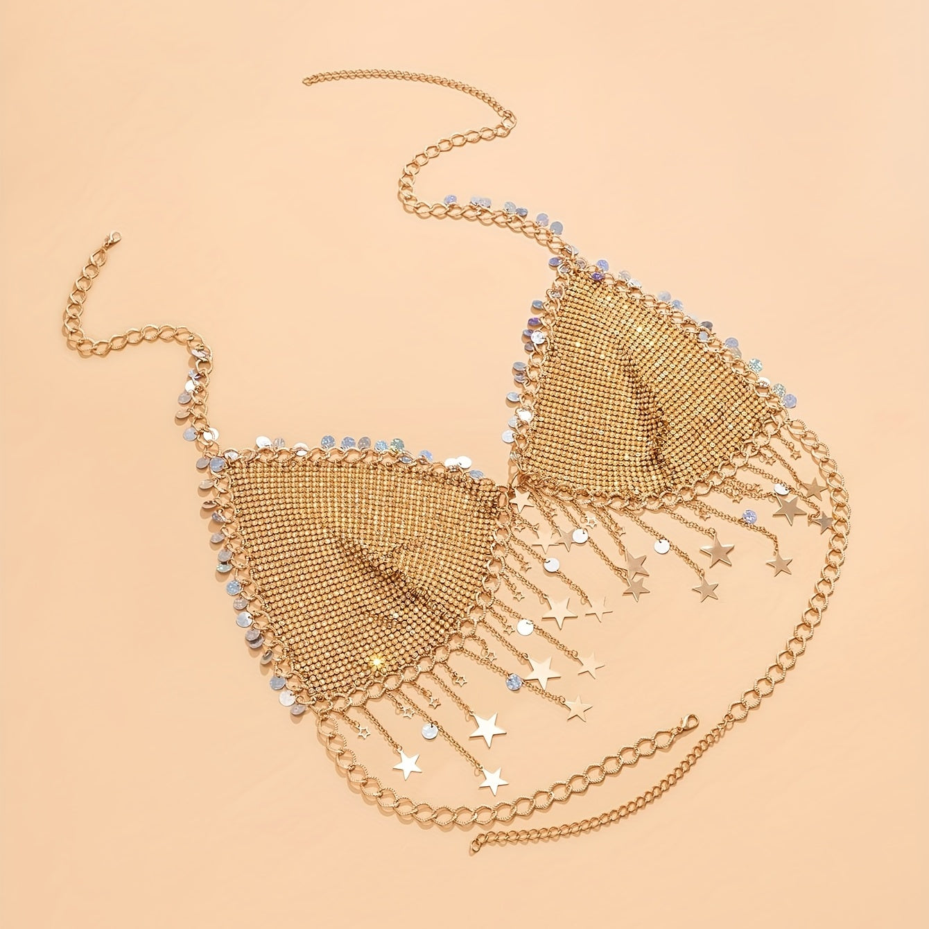 Star Sequin Tassel Sexy Bikini Nightclub Carnival Party Beach Music Festival Bra Chain Body Chain Lingerie Decoration Chain