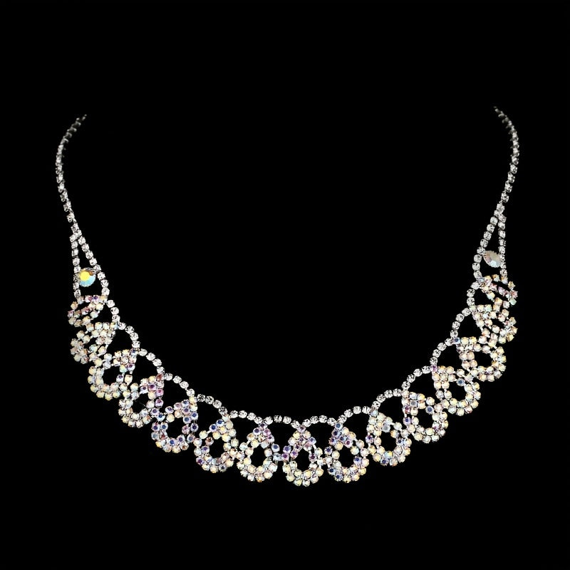 Elegant Water Drop Rhinestone Jewelry Set with Tassel Necklace and Dangle Earrings - Perfect for Parties, Clothing Accessories, and Valentine's Day Gifts for Women