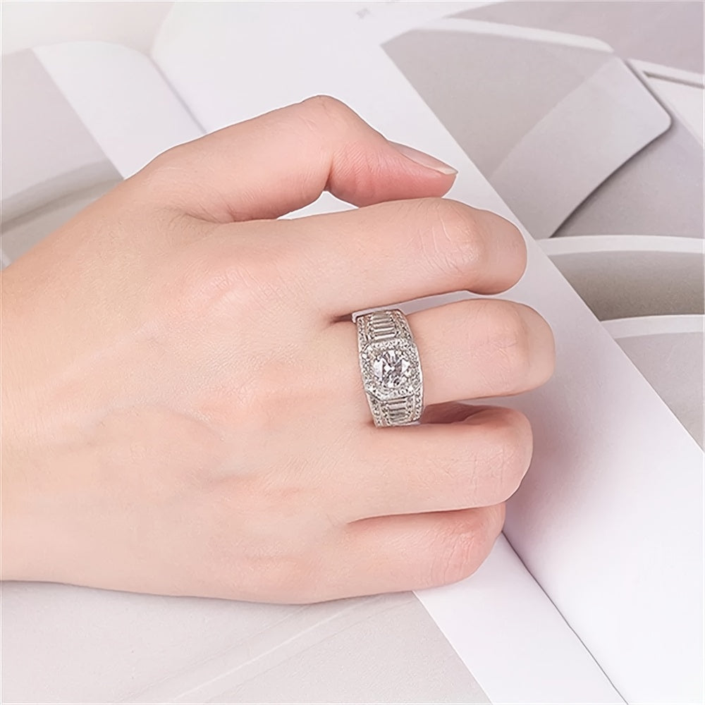 1pc 1CARAT D Color VVS Moissanite New Style18K Platinum Engagement Ring Moissanite Rhinestone Ring For Men
