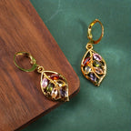 Add a Touch of Elegance to Your Office Look with These Multicolor Mystic Cubic Zirconia Leaf Dangle Earrings in 14K Gold Plating - Lightweight and Stylish Gift for Her