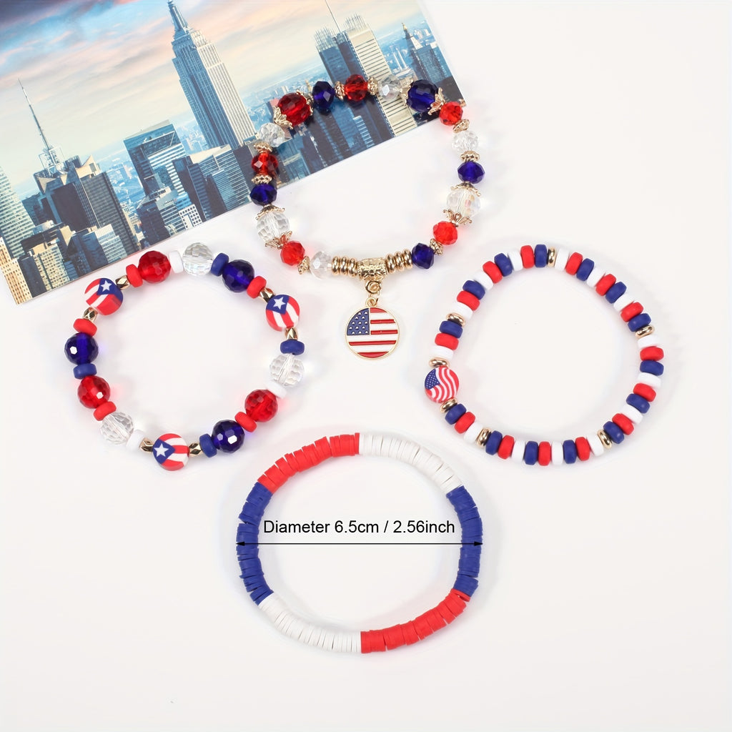 Celebrate Independence Day with our Colorful Flag Shape Beaded Bracelet