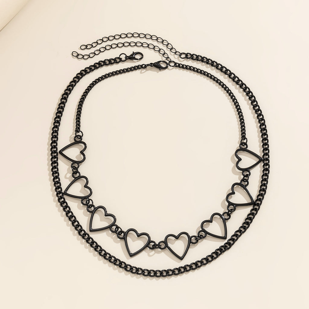 Hollow Out Heart Set Necklace 2 Piece Pack Women's Fashion Jewelry Holiday Style