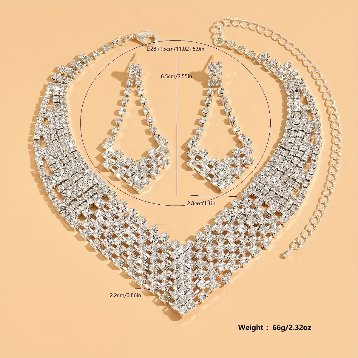 Elegant Rhinestone Necklace and Earrings Set for Weddings and Special Occasions