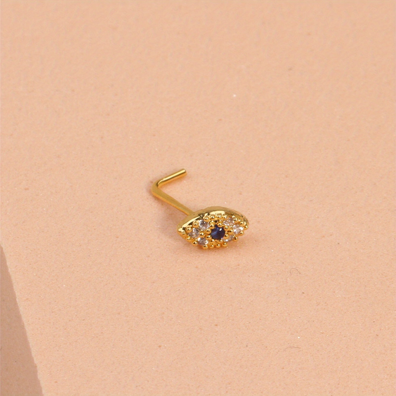 Nose Rings Stud L Bone Screw Shaped Nose Ring Devil Eye CZ Body Piercing Jewelry For Women Men