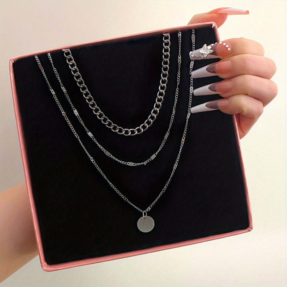 Women's Chain Disc Layered Necklace Jewelry Gift For Daily Party Decor Accessories