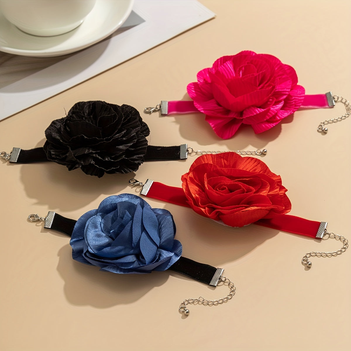 Vintage French Style Flower Flocking Charm Bracelet