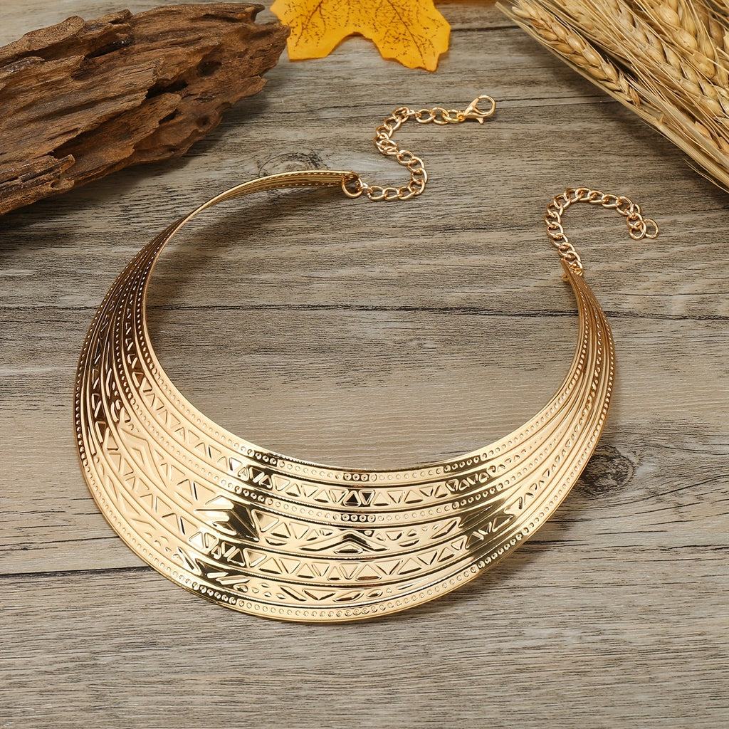 Exaggerated Personality Choker Necklace 18K Gold Plated Neck Decoration Jewelry Gift For Girls