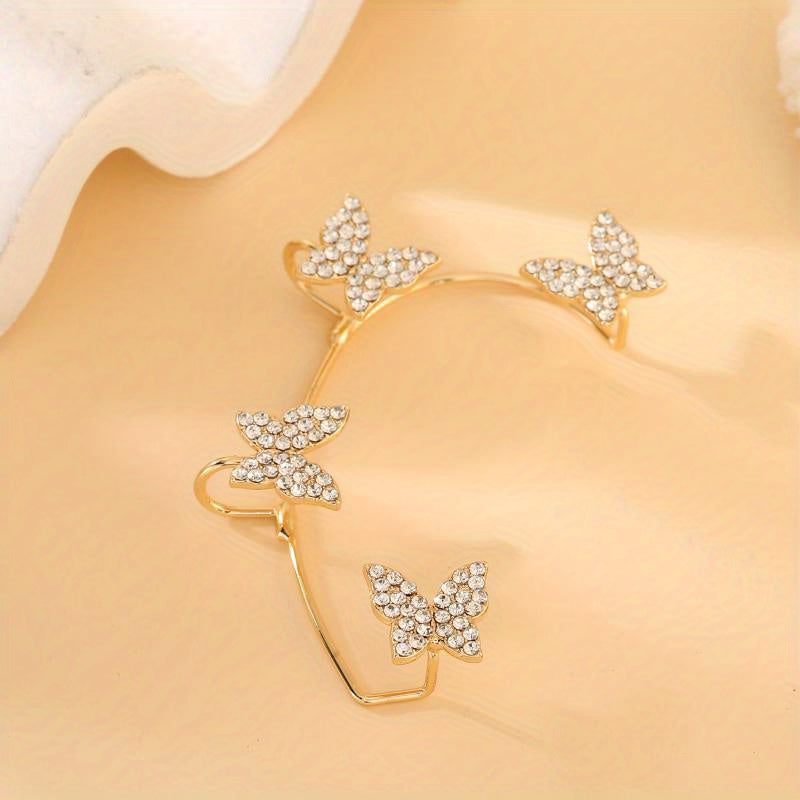 Sparkle Butterfly Ear Clip Non Pierced Clip On Earrings Temperament Luxury Jewelry For Women Girls
