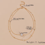 Large Faux Pearl Double Layer Stacking Ladies Necklace Alloy Neck Jewelry Gift