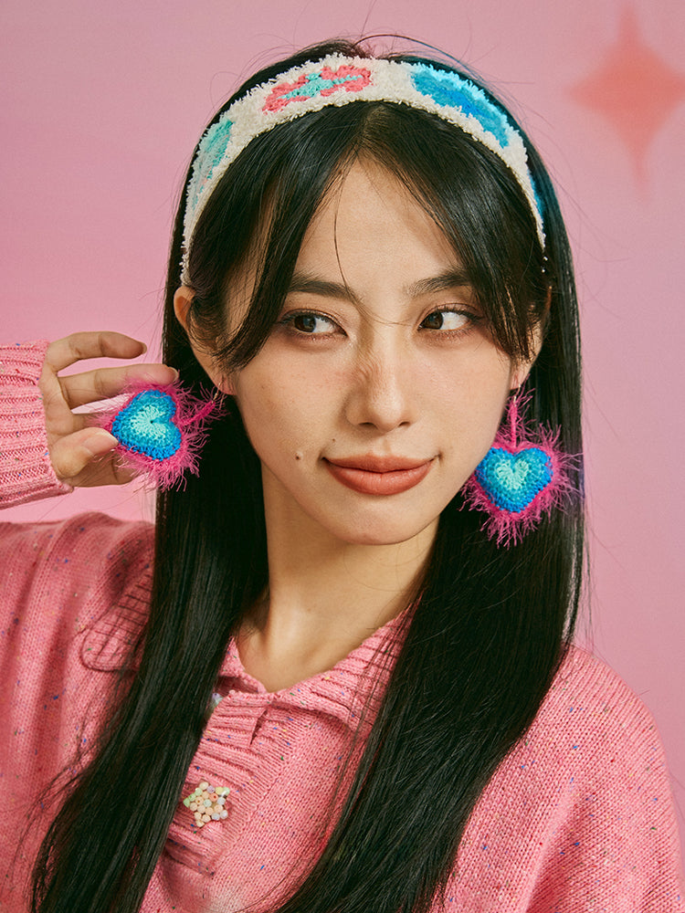 LB Hand Crochet  Gradient Earrings "Love" Ear Clip LOJL84