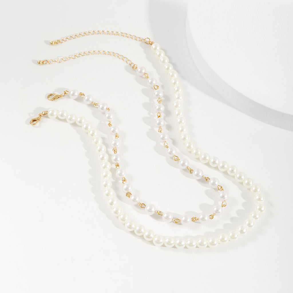 2pcs Fashion Elegant Simple Pearl Necklaces Ladies Casual Wedding Party Friendship Pearl Necklaces