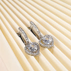 Hollow Heart-Shaped Zircon Hoop Drop Earrings 18K Gold Plated Delicate Jewelry For Women Girls Gift 1Pair