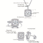Elegant Zircon Bridal Jewelry Set - Necklace, Earrings, and Ring - 14K Gold Plated - Perfect Gift for Weddings and Special Occasions