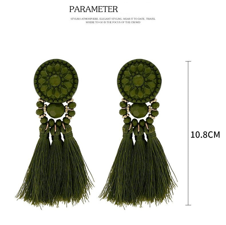 FN Colorful Tassel Long Geometric Earrings LOJS99