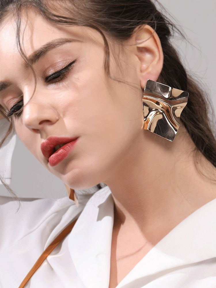 FN 925 Silver Needle Metal Beach Geometric Earrings LOJS114