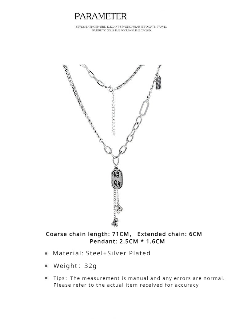 FN "Zhaocai" Pendant Sweater Chain Necklace LOJS85