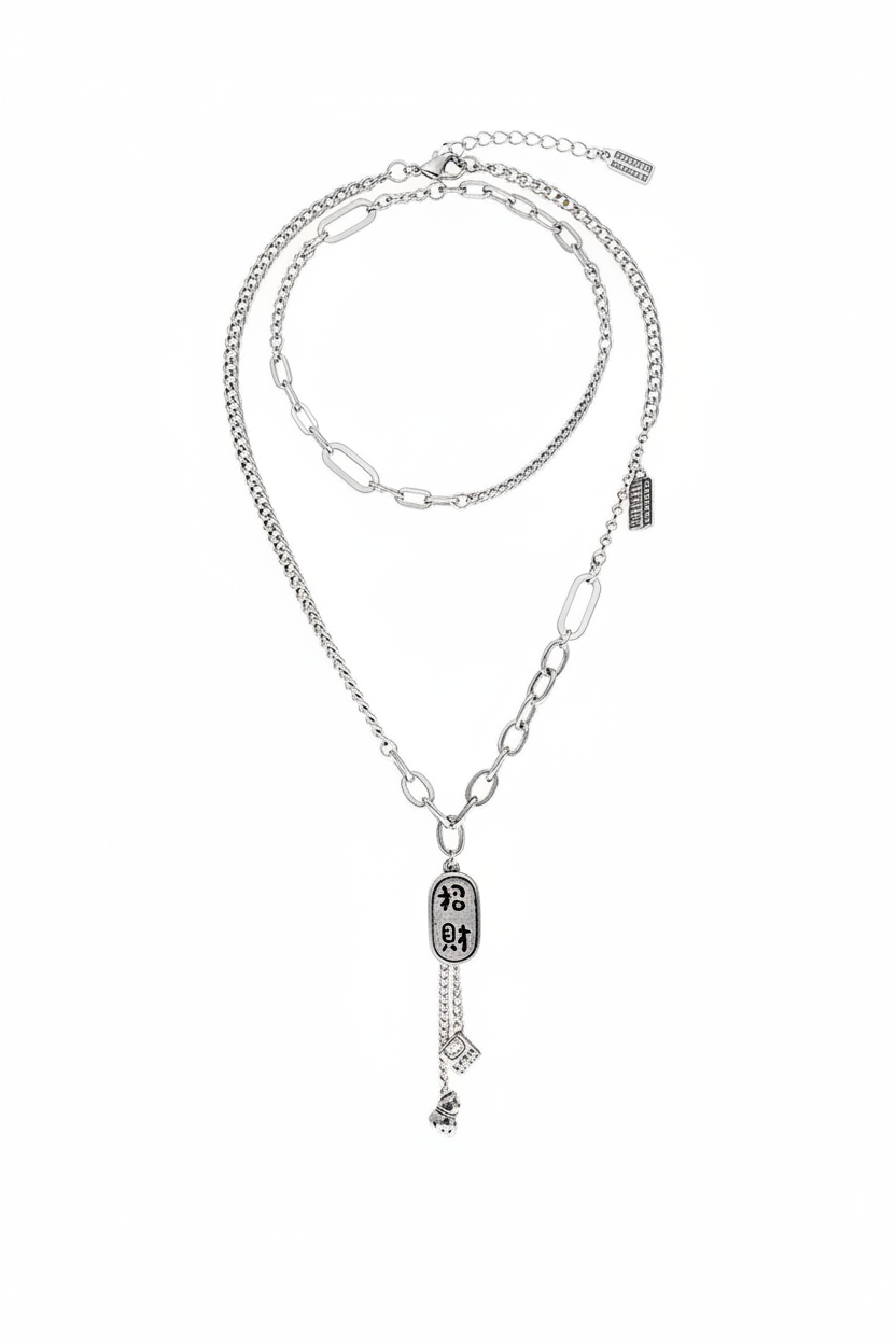 FN "Zhaocai" Pendant Sweater Chain Necklace LOJS85