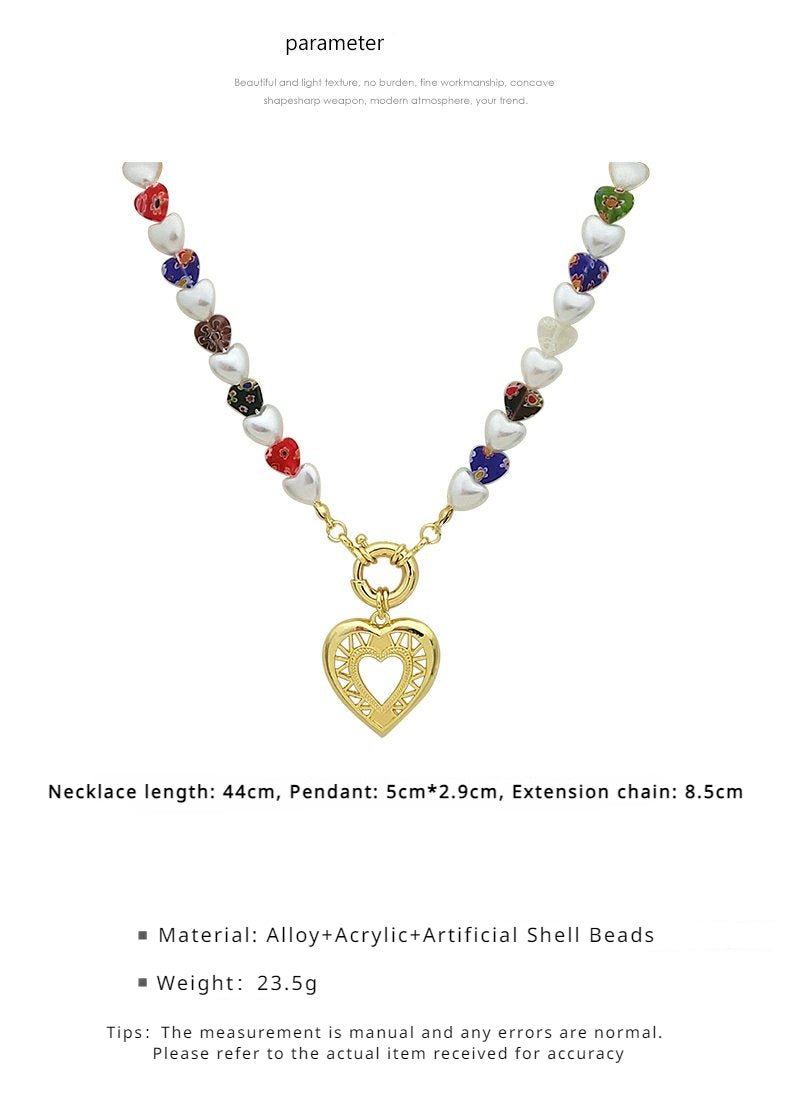 FN Acrylic Cut-out Heart Clavicle Chain Necklace LOJS78