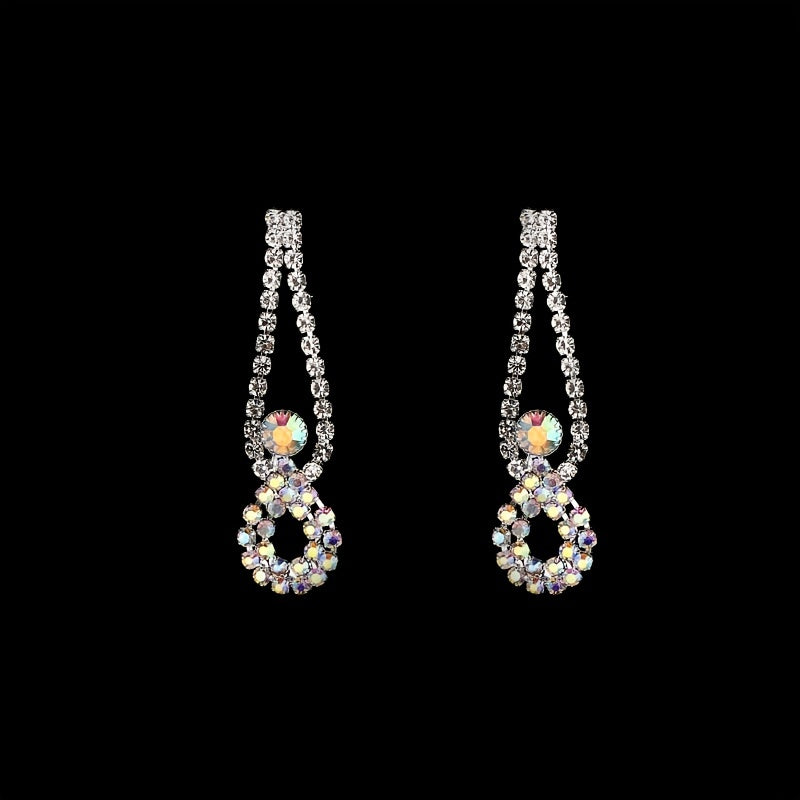 Elegant Water Drop Rhinestone Jewelry Set with Tassel Necklace and Dangle Earrings - Perfect for Parties, Clothing Accessories, and Valentine's Day Gifts for Women