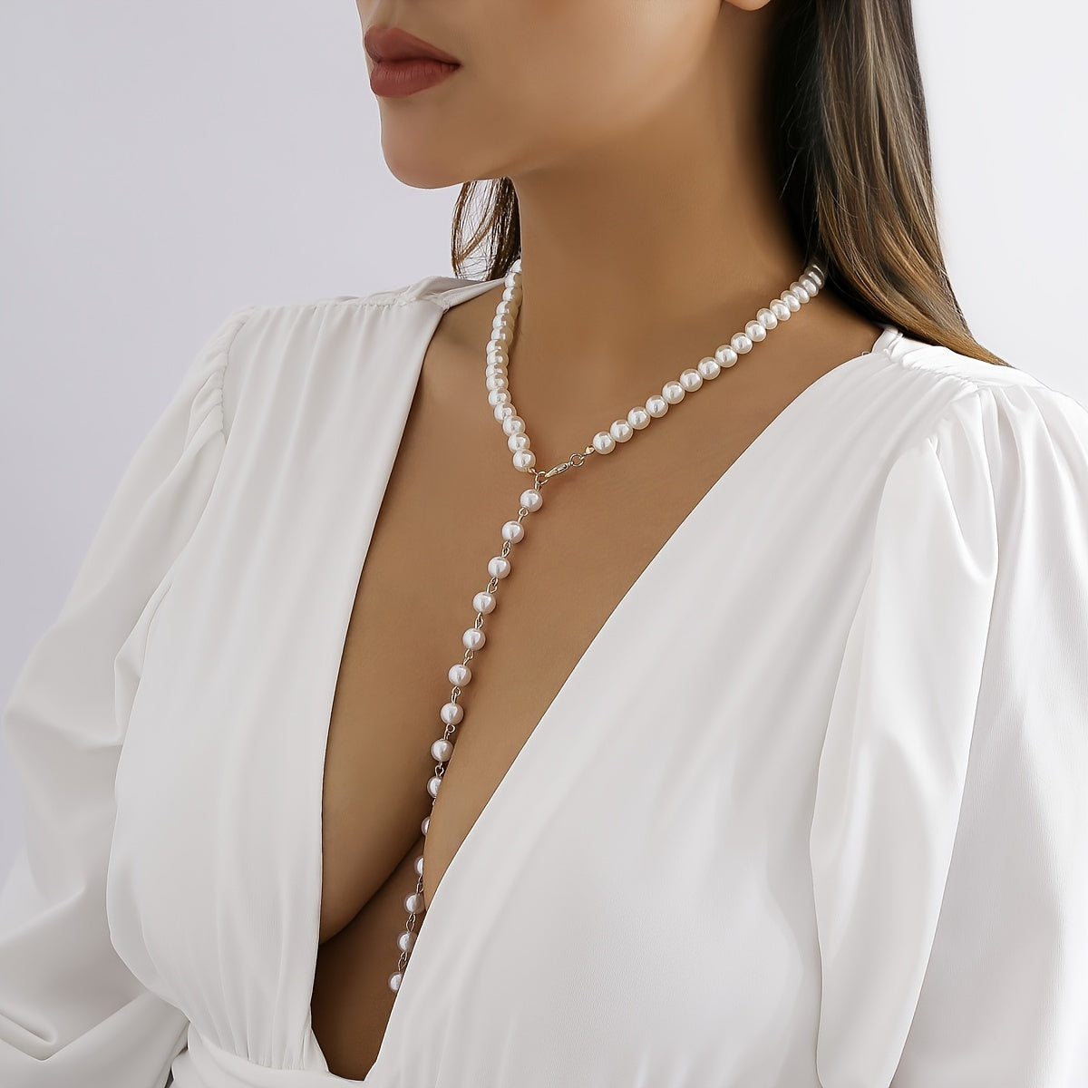 Gorgeous Y-Shaped Pearl Tassel Necklace - Perfect for Women & Girls with Simple Stylish Charm!