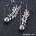 Grey Flower Beads Pendant Earrings