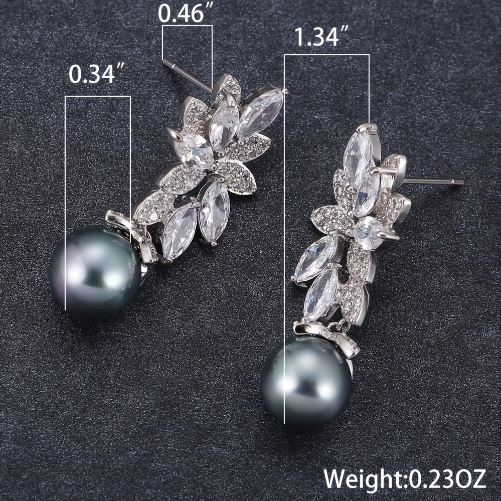 Grey Flower Beads Pendant Earrings