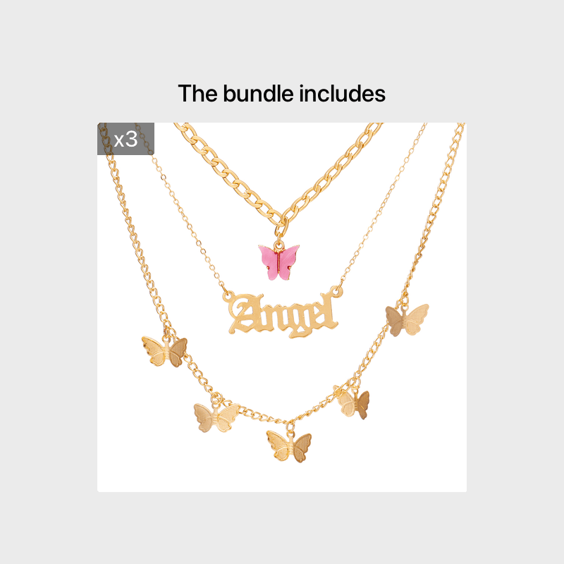 Letter & Butterfly Charm Layered Necklace
