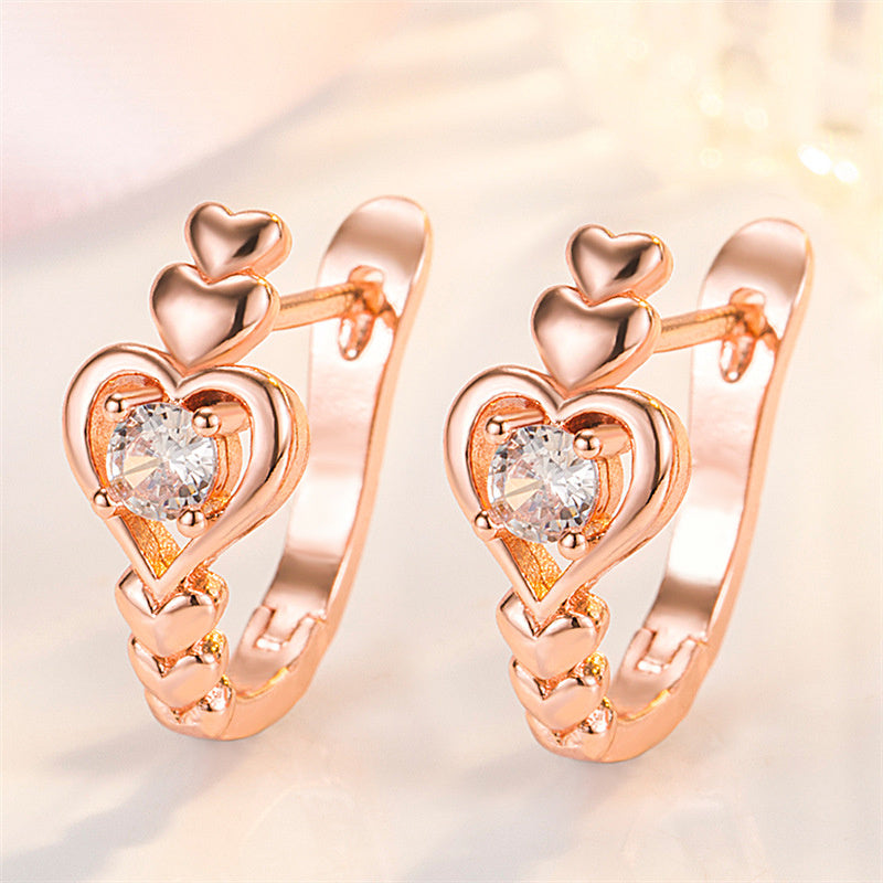 Gorgeous White Zircon Love Heart Hoop Earrings - Perfect for a Special Occasion!