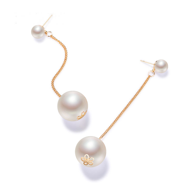 FN Artificial Pearl Long Earrings Sweet Tassel Chains Ear Clips  LOJS133