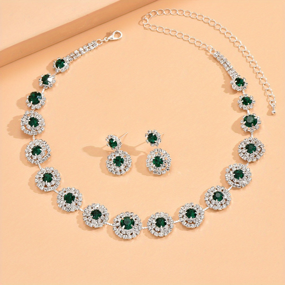 3pcs Elegant Silver Plated Rhinestone Jewelry Set for Evening Parties and Birthdays