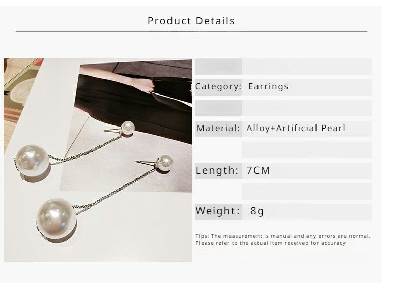 FN Artificial Pearl Long Earrings Sweet Tassel Chains Ear Clips  LOJS133