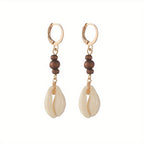 Add a touch of vintage elegance with our Seashell Dangle Wooden Bead Earrings for Women