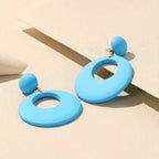 Hollow Circle Design Macaroon Color Dangle Earrings Cute Minimalist Style Acrylic Jewelry Delicate Female Gift