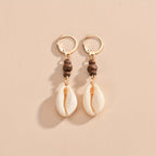 Add a touch of vintage elegance with our Seashell Dangle Wooden Bead Earrings for Women
