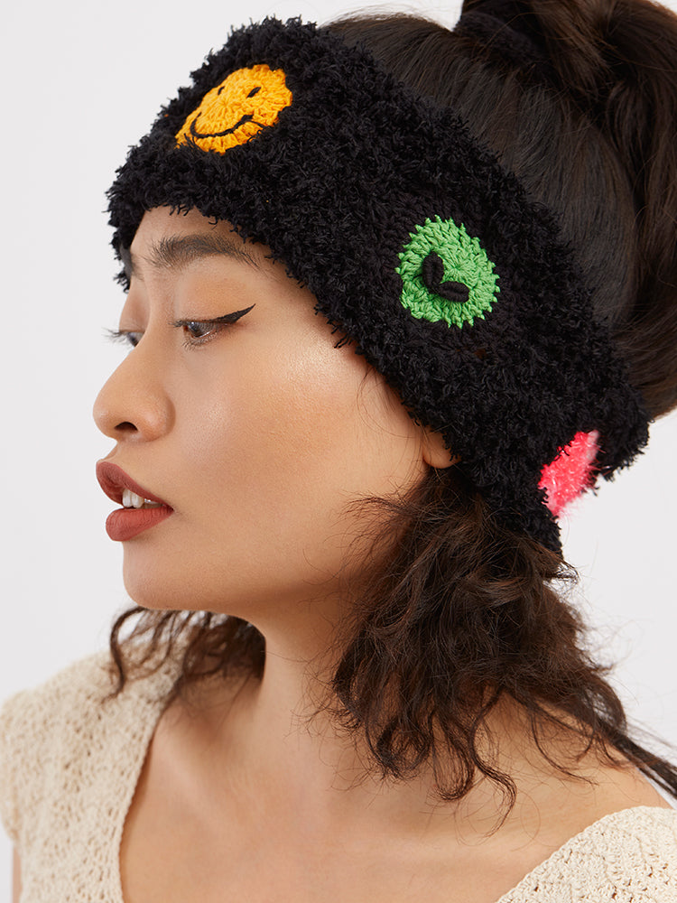 LB Bow Elastic Knitting Smiling Face Hair Band LOJL61