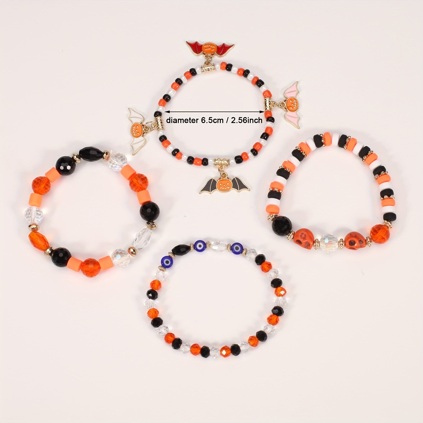 Halloween Bat Pumpkin Pendant Ladies Multilayer Beads Bracelet