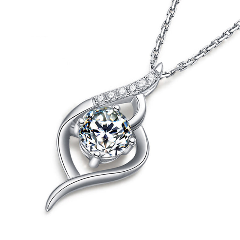 Sparkling Moissanite Pendant Necklace - 925 Silver Chain Jewelry for Women - Perfect Valentine's Day or Mother's Day Gift