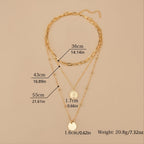 Elevate Your Style with our Vintage Coin Pendant Necklace - Three Layers of Stackable Chains for Women and Girls - Perfect for Holidays