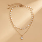 Gorgeous Faux Pearl Necklace Set - 2 Pcs Detachable & Combinable Copper Jewelry for Women & Girls