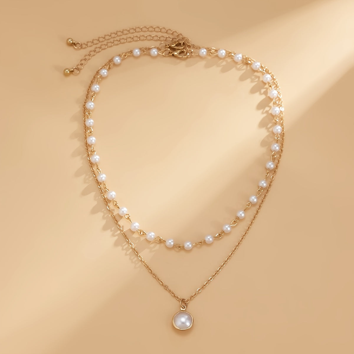 Gorgeous Faux Pearl Necklace Set - 2 Pcs Detachable & Combinable Copper Jewelry for Women & Girls